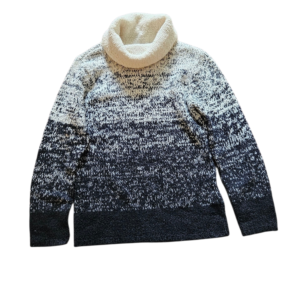 New York & Company Black and Cream Cowl Neck Sweater